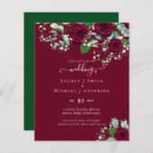 BUDGET Bourgogne Rode Rozen Gypsophila TROUWEN (Voorkant / Achterkant)