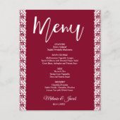 Budget Bourgogne Rood Elegant Bruiloft Menu (Voorkant)
