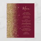 Budget Bourgogne Rood Goud Glitter Trouwmenu (Voorkant)