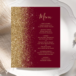 Budget Bourgogne Rood Goud Glitter Trouwmenu