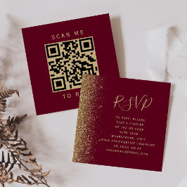 Budget Bourgogne Rood Goud Trouwen QR Code RSVP Informatiekaartje
