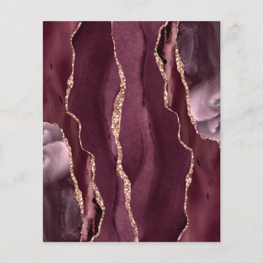 Budget Bourgogne Roos Gold Agate Dark Wedding Menu (Achterkant)