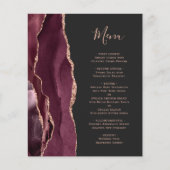 Budget Bourgogne Roos Gold Agate Dark Wedding Menu (Voorkant)