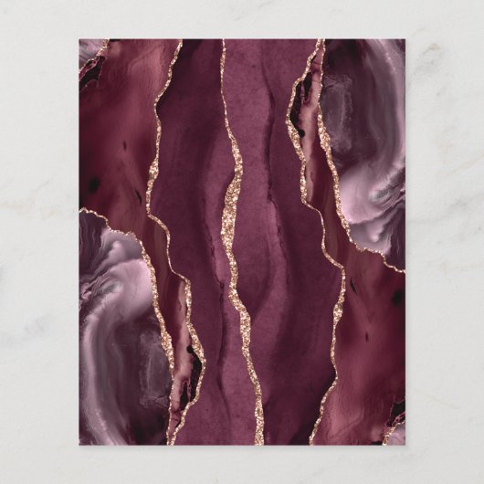 Budget Bourgogne Roos Gold Agate Wedding Menu (Achterkant)