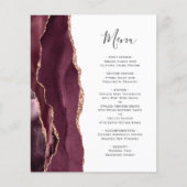 Budget Bourgogne Roos Gold Agate Wedding Menu (Voorkant)