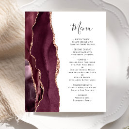 Budget Bourgogne Roos Gold Agate Wedding Menu