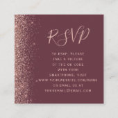 Budget Bourgogne Roos Gold Wedding QR Code RSVP Informatiekaartje (Voorkant)