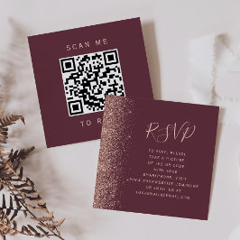 Budget Bourgogne Roos Gold Wedding QR Code RSVP Informatiekaartje