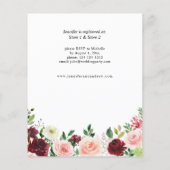 Budget Bourgogne & Roze 4 Floral Vrijgezellenfeest Flyer (Achterkant)