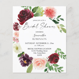 Budget Bourgogne & Roze 4 Floral Vrijgezellenfeest Flyer