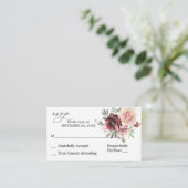 Budget Bourgogne & Roze 5 Floral 2SM No Meal RSVP Informatiekaartje (Staand voorkant)