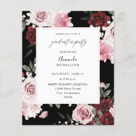 Budget Bourgogne & Roze 6 Floral Graduy Party B Flyer