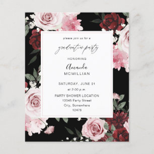 Budget Bourgogne & Roze 6 Floral Graduy Party B Flyer