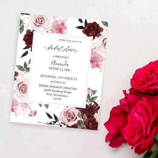 Budget Bourgogne & Roze 6 Floral Vrijgezellenfeest Flyer