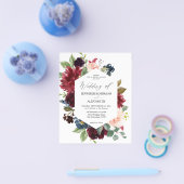 Budget Bourgogne, Roze en Floral Wedding Flyer (Enkel)