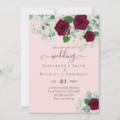 BUDGET  Bourgogne Roze Eucalyptus Trouwdag Kaart (Voorkant)