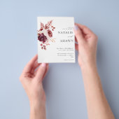 Budget Bourgogne & Roze Floral 8A bruiloft Flyer (Hand)