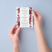 Budget Bourgogne & Roze Floral 8B bruiloft Flyer (Hand)