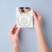 Budget Bourgogne & Roze Floral voor de GraduPartij Flyer (Hand)