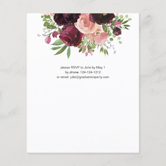 Budget Bourgogne & Roze Floral voor de GraduPartij Flyer (Achterkant)