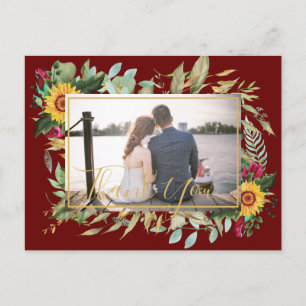 Budget Bourgogne Rozen Zonnebloemen Dank u wel PHO Briefkaart