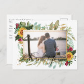 Budget Bourgogne Rozen Zonnebloemen Dank u wel PHO Briefkaart (Voorkant / Achterkant)