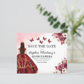 Budget Bourgogne Save the Date Verjaardag Quincean (Staand voorkant)