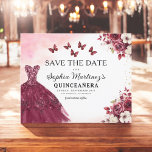 Budget Bourgogne Save the Date Verjaardag Quincean Flyer<br><div class="desc">Kondig uw quinceañera in stijl aan met de Floral Bourgogne Save the Date Birthday Invitation. Dit elegante ontwerp heeft rijke bordeauxtinten, versierd met delicate bloemaccenten, perfect voor een tijdloos en vorstelijk feest. De geavanceerde lay-out biedt alle belangrijke details, zodat uw gasten hun agenda's markeren voor uw speciale dag. Of het...</div>