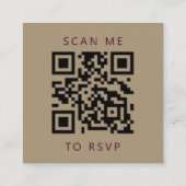 Budget Bourgogne Script Gold Wedding QR Code RSVP Informatiekaartje (Achterkant)