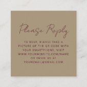 Budget Bourgogne Script Gold Wedding QR Code RSVP Informatiekaartje (Voorkant)