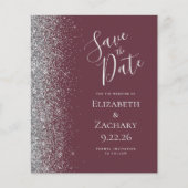 Budget Bourgogne Silver Glitter Edge Save the Date (Voorkant)