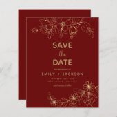 Budget Bourgogne Sparen de Datum Floral Gold Foil (Voorkant / Achterkant)