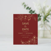 Budget Bourgogne Sparen de Datum Floral Gold Foil (Staand voorkant)