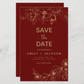 Budget Bourgogne Sparen de Datum Floral Gold Foil (Voorkant / Achterkant)