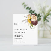 Budget Bourgogne Sunflower Floral Wedding Invites (Staand voorkant)