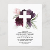 Budget Bourgogne & White Cross Baptism Uitnodiging (Voorkant)