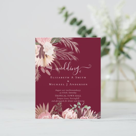 BUDGET Bourgogne Wijn Pampas Gras Tropisch Huwelij (Staand voorkant)