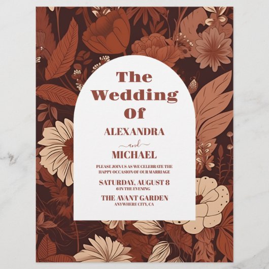 Budget Bourgogne Wildflowers Bruiloft Flyer (Voorkant)