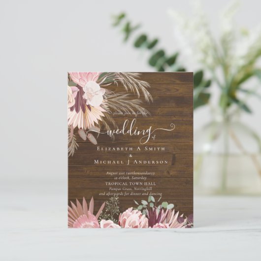 BUDGET Bourgogne Wine Pampas Grass Tropical Wedden (Staand voorkant)