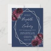 Budget Bourgogne Zilver Bloemen Marine QR Code Huw (Voorkant)