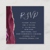 Budget Bourgogne Zilveren Agaat Navy QR Code RSVP Informatiekaartje (Voorkant)