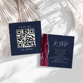 Budget Bourgogne Zilveren Agaat Navy QR Code RSVP Informatiekaartje