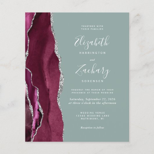 Budget Bourgogne Zilveren Agaat Sage QR Code Huwel (Voorkant)