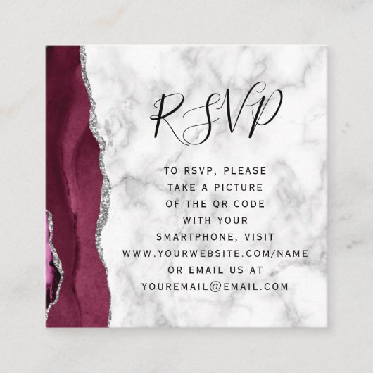 Budget Bourgogne Zilveren Agaat Trouwen QR Code RS Informatiekaartje (Voorkant)