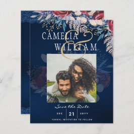 Budget Bourgondië Blauw Bloem Motief Kant Trouw SA