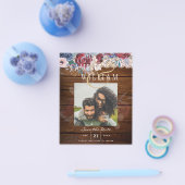 Budget Bourgondië Blauw Bloemend Kant Bruiloft Bew Flyer (Enkel)