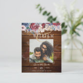 Budget Bourgondië Blauw Bloemend Kant Bruiloft DAT (Staand voorkant)