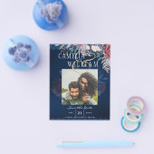 Budget Bourgondië Blauw Bloemend Kant Bruiloft DAT Flyer (Enkel)