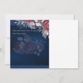 Budget Bourgondië Blauw Bloemendessin Kant Bruilof Save The Date (Achterkant)