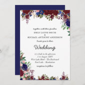 Budget Bourgondië Blauwe Bloem Bruilofts Uitnodigi Kaart